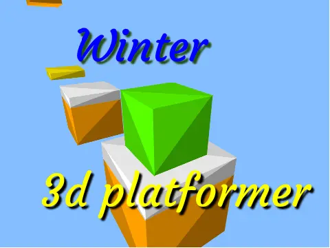 Winter 3D platformer logo featuring custom 3D engine and winter landscape