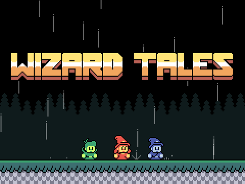 Wizard Tales demo game logo featuring wizard character and retro NES aesthetic
