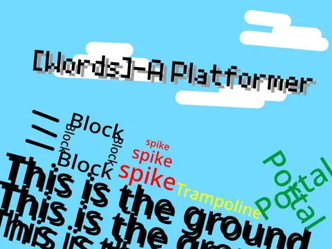 Words platformer game logo - word-based mobile friendly platforming adventure