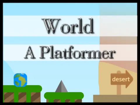 World platformer mobile friendly logo featuring world theme with spike hazards and sun animation