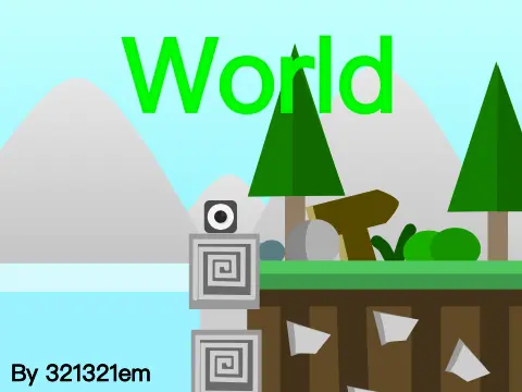 World II scrolling platformer game logo with world map