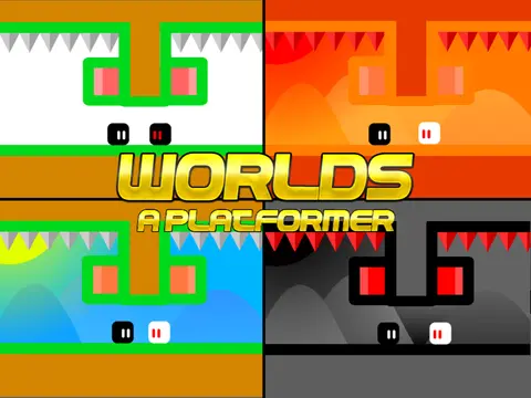 Worlds platformer logo cover featuring vector art world switch interface