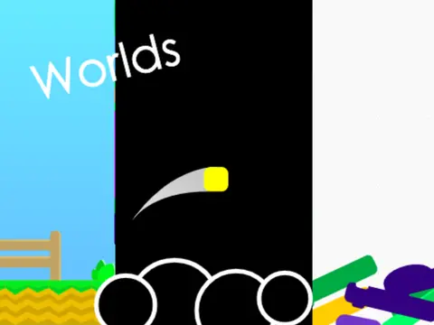 Worlds A Platformer logo cover featuring diverse themed worlds and Scratch blocks art