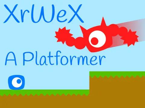 Xrwex platformer logo cover featuring boss battle and lava towers