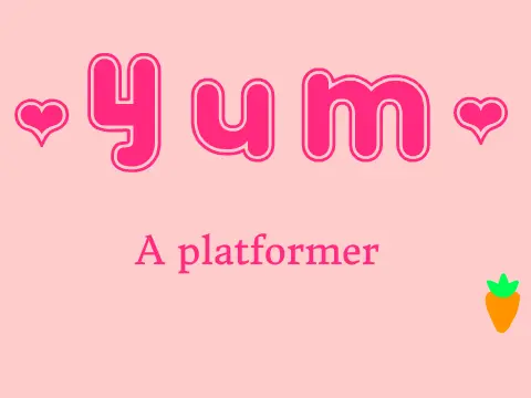 Yum platformer logo - food and nutrition themed platforming game