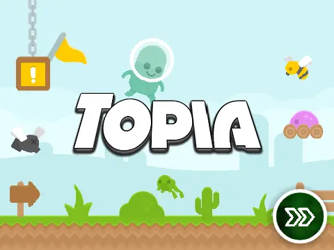 Topia A Platformer game cover with stylized design