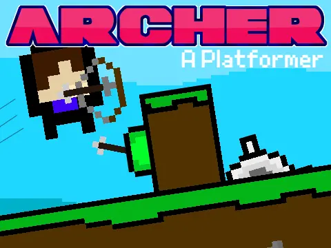 Archer a platformer game logo with bow and arrow theme