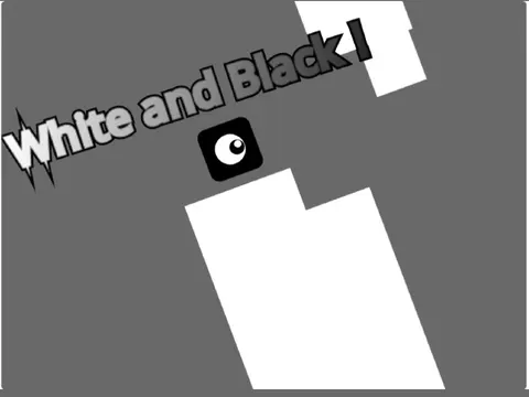 White black world platformer logo featuring stark contrast and hidden character hints