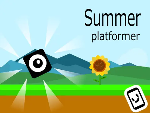 Summer Platformer logo cover featuring sunflower and summer landscape art by @hati32
